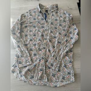 CREMIEUX Premium Denim Long Sleeve Shirt Paisley Print XL EUC